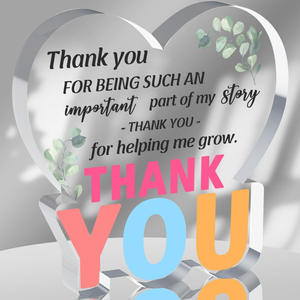 Decoración acrílica GRACIAS en forma de corazón Acrílico transparente Regalo de mesa Uionen 1749 - Product Image 4