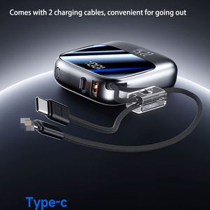 พาวเวอร์แบงค์ขนาดเล็ก 10000 มิลลิแอมป์ชั่วโมง PD22.5W สายในตัว แบตเตอรี่ลิเธียมโพลิเมอร์ พร้อมหน้าจอ LED ที่วางโทรศัพท์ ชาร์จเร็ว ใช้งานกลางแจ้ง ชาร์จฉุกเฉิน พกพาสะดวก - Product Image 2