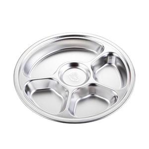 304 Stainless Steel Divided Plate Round Food Grade Material Microwave Safe Hotel Cafeteria Use - Product Image 4