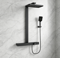 Ensemble de douche mural WEIHAO en laiton blanc avec cartouche céramique, pommeau de douche carré à effet pluie et douchette à main pour villas et hôtels
