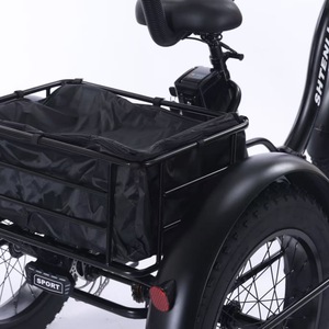 Expédition au Kenya, Tricycle électrique pliable à pneus larges de 20 pouces, <span class=keywords><strong>VTT</strong></span> 500W 48V10Ah, double panier avant et arrière, vélo électrique pour adultes, <span class=keywords><strong>VTT</strong></span> - Product Image 3