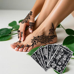 Venta al por mayor transfronteriza DIY arte corporal cara temporal encaje pegatina diseño a prueba <span class=keywords><strong>de</strong></span> agua papel blanco espalda mano tatuaje plantilla - Product Image 2