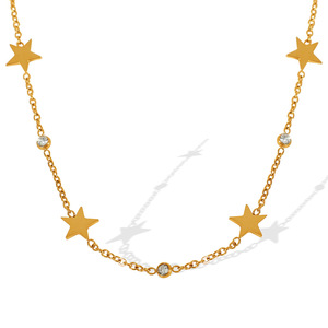 Collier étoile en acier inoxydable plaqué or, pendentif multi-couches pour femmes, bijoux tendance - Product Image 5