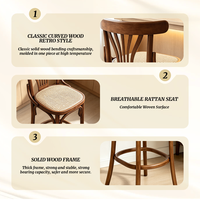 Chaise de bar pivotante créative de style industriel américain rétro, en bois courbé de noyer, chaise haute de bar, chaise pivotante pour comptoir