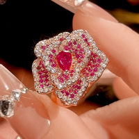 XILIANGFEIZI 2026 Nouvelle Collection Collier de Luxe Haut de Gamme en Laiton Vintage Plaqué Or 18K avec Zircon et Rose Rouge pour Femme