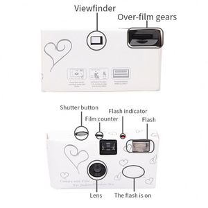 Cheap One Time Use White Cover 35Mm Vintage Mini <b>Disposable</b> <b>Camera</b> With Film for Wedding Guest - Product Image 3