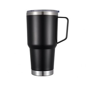 Powder Coated 30Oz Travel Car <b>Large</b> Capacity Stainless Steel Double Wall Ice King Vacuum Insulated Tumbler Mug <b>Cup</b> With Handle - Product Image 2