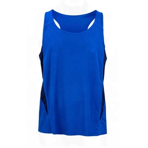 Women's <b>Navy</b> Blue Sleeveless Tank <b>Top</b> With White Side Stripe Quick Dry Athletic Wear Crew Neck Regular Fit - Product Image 2