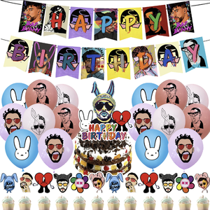 Artículos para Fiesta de Cumpleaños con Temática de Bad Bunny, Regalos para Fanáticos del <span class=keywords><strong>Cantante</strong></span>, Decoración para Fiestas de Cumpleaños para Niños y Niñas - Product Image 1