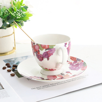 Ensemble tasse et soucoupe pour le thé de l'après-midi, design personnalisé écologique, en porcelaine fine, pour la maison
