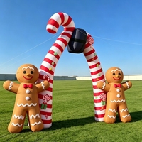 Arche de Noël gonflable publicitaire OEM en PVC durable, motif Bonhomme de neige et Père Noël, plus de 3,6 m de haut, pour l'entrée