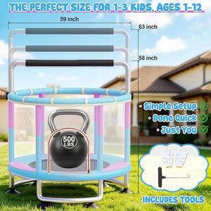 <span class=keywords><strong>Trampoline</strong></span> pour enfants d'intérieur et d'extérieur avec panier de basket, ballon de <span class=keywords><strong>plage</strong></span>, anneaux de traction et sac de sable - Product Image 5