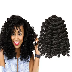 Wholesale 8inch Short wand curl crochet braid baby curls synthetic hair cheap price jamaican bounce crochet braids hair