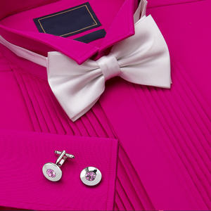 2024 बटन वाली पुरुषों की स्लिम फिट बिब-फ्रंट सफेद टक्सीडो शर्ट, सुपिमा कॉटन आसान देखभाल, स्प्रेड-कॉलर - Product Image 3