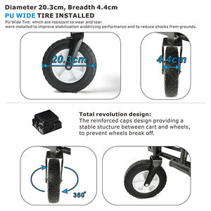 STARRYHEART Camping <b>Cart</b> Trolley <b>Foldable</b> Outdoor Four Wheel Camp Trolley with Lid Camping Equipment Trolley - Product Image 5