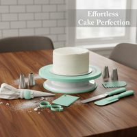 Kuchen-Dekorations-Set mit Drehteller, 36-teilig, Spritzbeutel und Tüllen, Kunststoff-Kuchendekorations-Kit mit 6 Spritztüllen