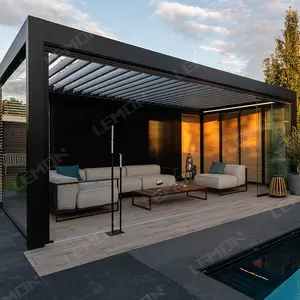 PERGOLA D'EXTÉRIEUR MODERNE DE LUXE PERGOLA DE JARDIN EN MÉTAL ÉTANCHE EN ALUMINIUM