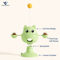 Jouet pour chat à ventouse avec distributeurs de friandises, jouet interactif pour chat à ressort avec visage de chat, jouet balle rebondissante pour chats d'intérieur
