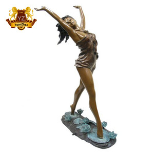 Statue hawaïenne de fille en laiton massif, statue de couleur bronze, danse, sculpture de fille - Product Image 5