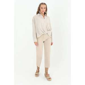 Pantalon en jean large pour femme Ssense, 100% coton, coupe ample, style simple, taille haute, couleur beige - Product Image 5