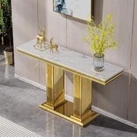 Meubles de salon Xuanzhen, table console moderne en acier inoxydable de luxe, table d'entrée en marbre, nouvelle table de couloir en métal doré