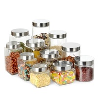 Stoples Kaca Persegi untuk Kemasan Kustom 100ml 280ml 380ml 730ml 1000ml, Cocok untuk Kacang, Permen, Cokelat, Jus, dan Minuman