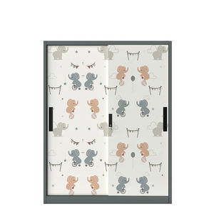 Armoire vestiaire double porte en métal moderne avec impression en relief, vente en gros |   Armoire de rangement en métal à portes coulissantes pour vêtements d'enfants - Product Image 3