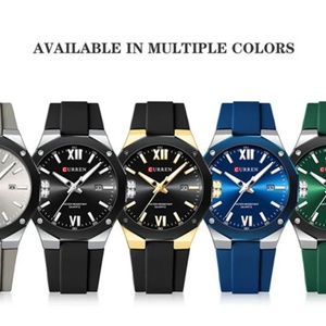 CURREN 8465 Nouvelle montre pour homme tendance, bracelet en silicone, lumière nocturne, étanche, date, simple, décontractée - Product Image 6