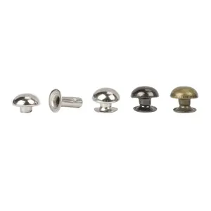 4 - 12mm Brass Half Round Double Caps Rivet Stud Domed Mushroom Head Rivets