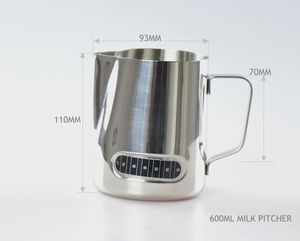 Q Milk Jug 600Ml Thép Không Gỉ Bình Tạo Bọt Kéo Hoa Cốc Hiển Thị Nhiệt Độ Cà Phê Sữa Frother Latte Nghệ Thuật Bọt Sữa Để - Product Image 6