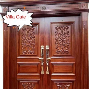 Villa résidentielle moderne en bois entrée principale porte d'entrée design extérieur antique double sculpté porte en bois de teck massif - Product Image 5