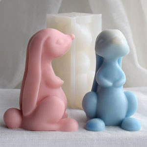 Vela perfumada de conejo de orejas largas, jabón hecho a mano, molde de silicona DIY, molde de adorno de yeso de conejo - Product Image 3