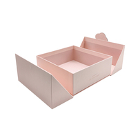 Boîte cadeau pliable en carton rigide noir mat de luxe avec logo personnalisé, fermeture magnétique, vide