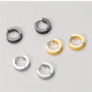 Nuovo Set di <span class=keywords><strong>Orecchini</strong></span> <span class=keywords><strong>da</strong></span> <span class=keywords><strong>Uomo</strong></span> alla Moda e Semplici in Acciaio Inossidabile con Zirconi, <span class=keywords><strong>Orecchini</strong></span> a Cerchio con Pendente a Croce, Stile Denim - Product Image 4