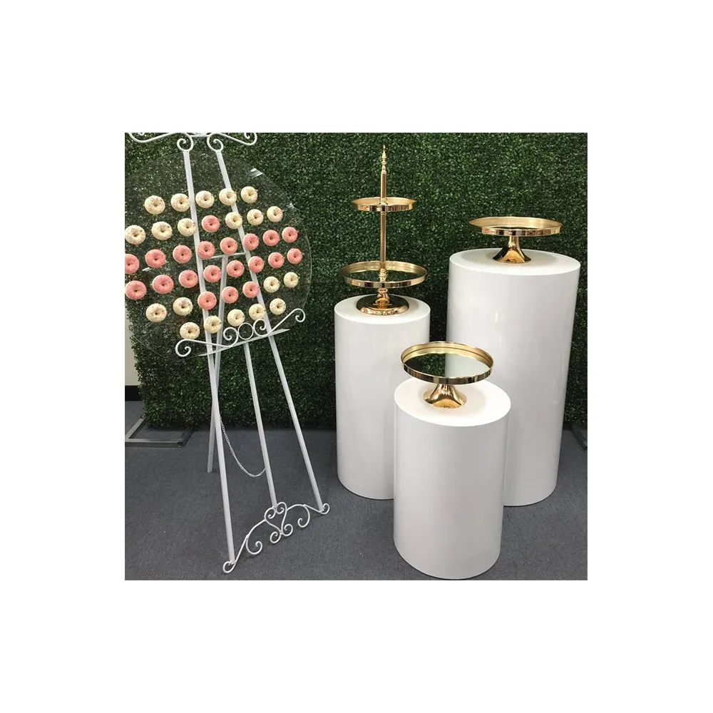 Witte Ronde Acryl Plint Tentoonstelling Display Dessert Tafel Party Achtergrond Cake Stand Riser Plexiglas Kolom Sokkels