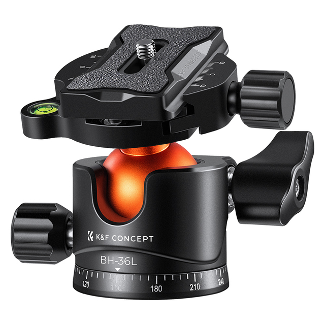 K&F CONCEPT BH-36L Tripod Head 36mm Ball Head Net Weight 295g Load Capacity 16KG Die-Casting Process High Quality