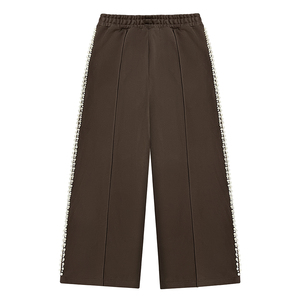Pantalones Culottes de Pierna Ancha con Cuentas de Perlas Marrones de Alta Calidad, Cintura Elástica, Bolsillos con Cremallera, Pantalones de Punto Elegantes e Informales para Hombre - Product Image 2