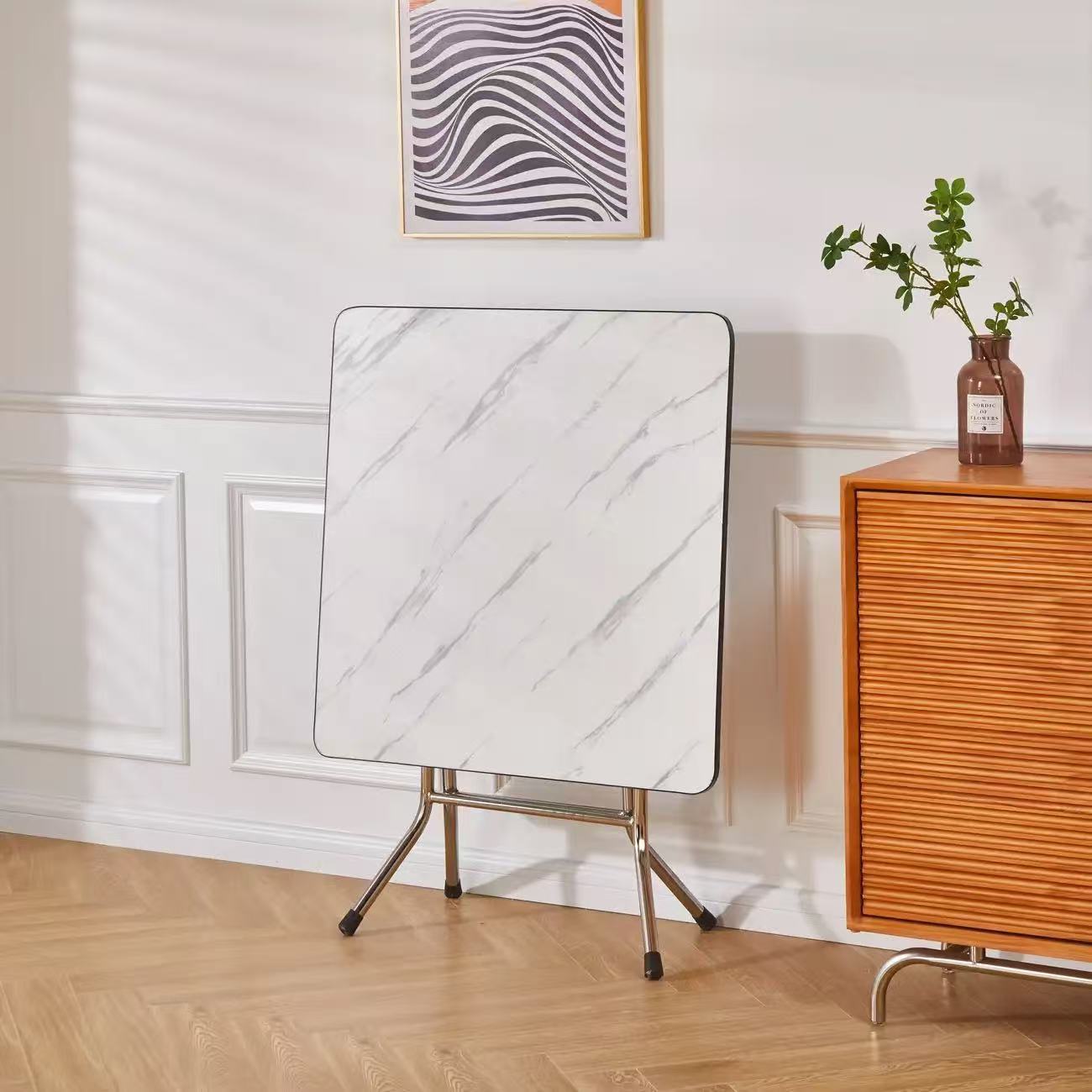 Marbre blanc + premium (table carrée 80cm)