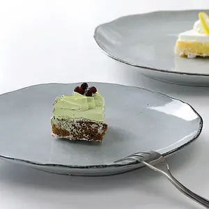 Cafe Dinnerware Plato De Loza, Color Glaze Ceramic Cake Plates^