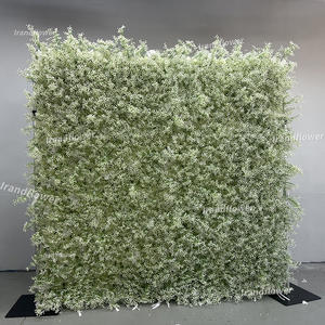 ผนังดอกไม้สีเขียว8*8ฟุตม้วนเป็นดอกไม้สีขาวผนังการจัดดอกไม้ฉากหลังด้วยดอกกล้วยไม้สีขาว - Product Image 3