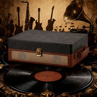 Vente en gros Blue Tooth Cassette Gramophone Valise Platine Enregistreur Cas Vinyle Tourne Disque Lecteur Avec Haut-parleurs Poignée Portable