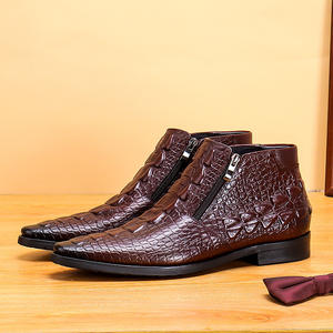 Bottines Chelsea pour hommes, nouvelle collection, best-seller, style automne, en cuir à motifs, pour affaires, formelles, légères - Product Image 2