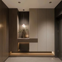 Meuble à chaussures grande capacité pour entrée, en aggloméré de luxe foncé, avec rangement en bois massif, pour projets de mobilier moderne pour toute la maison
