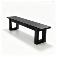 Banc de salle à manger en chêne massif, banc long en bois massif noir brûlé pour entrée, salle à manger, salon, hôtel, villa