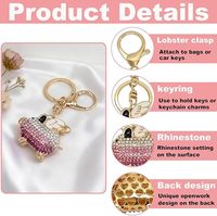 Gantungan Kunci Babi Terbang Warna Pink dengan Kristal Rhinestone untuk Kunci dan Dompet  Gantungan kunci berkilau dengan kristal rhinestone, desain lucu dan tahan lama