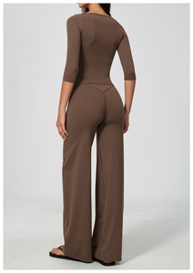 Ensemble tricoté 2 pièces bleu marine pour femme, haut sans manches et pantalon large, décontracté, printemps/été, coupe régulière, rayé, respirant - Product Image 6