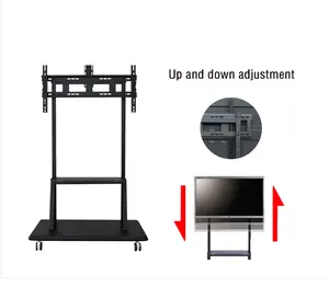 Grosir 32 "-84" LCD LED keranjang TV kualitas tinggi 65 inci mengangkat roda ponsel dapat disesuaikan AV rak tampilan Tv berdiri