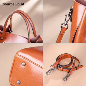 Borsa da donna in vera pelle con tracolla a tracolla, - Product Image 4