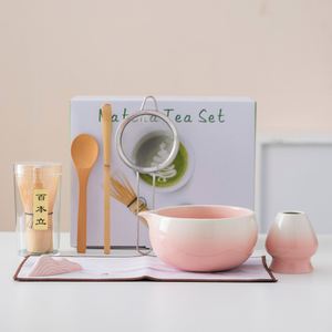 Accessoires pour la cérémonie du thé japonaise : bol à matcha avec bec verseur, fouet en bambou, cuillère à thé, tamis en acier inoxydable, outil pour le matcha - Product Image 3