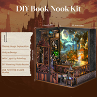 Kit de coin de livre magique 3D-Insert d'étagère miniature bricolage, puzzle en bois pour la décoration intérieure, cadeau unique pour les amateurs de livres
